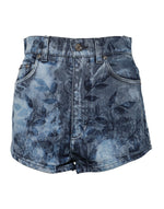 Short en denim bleu à imprimé floral Dolce & Gabbana