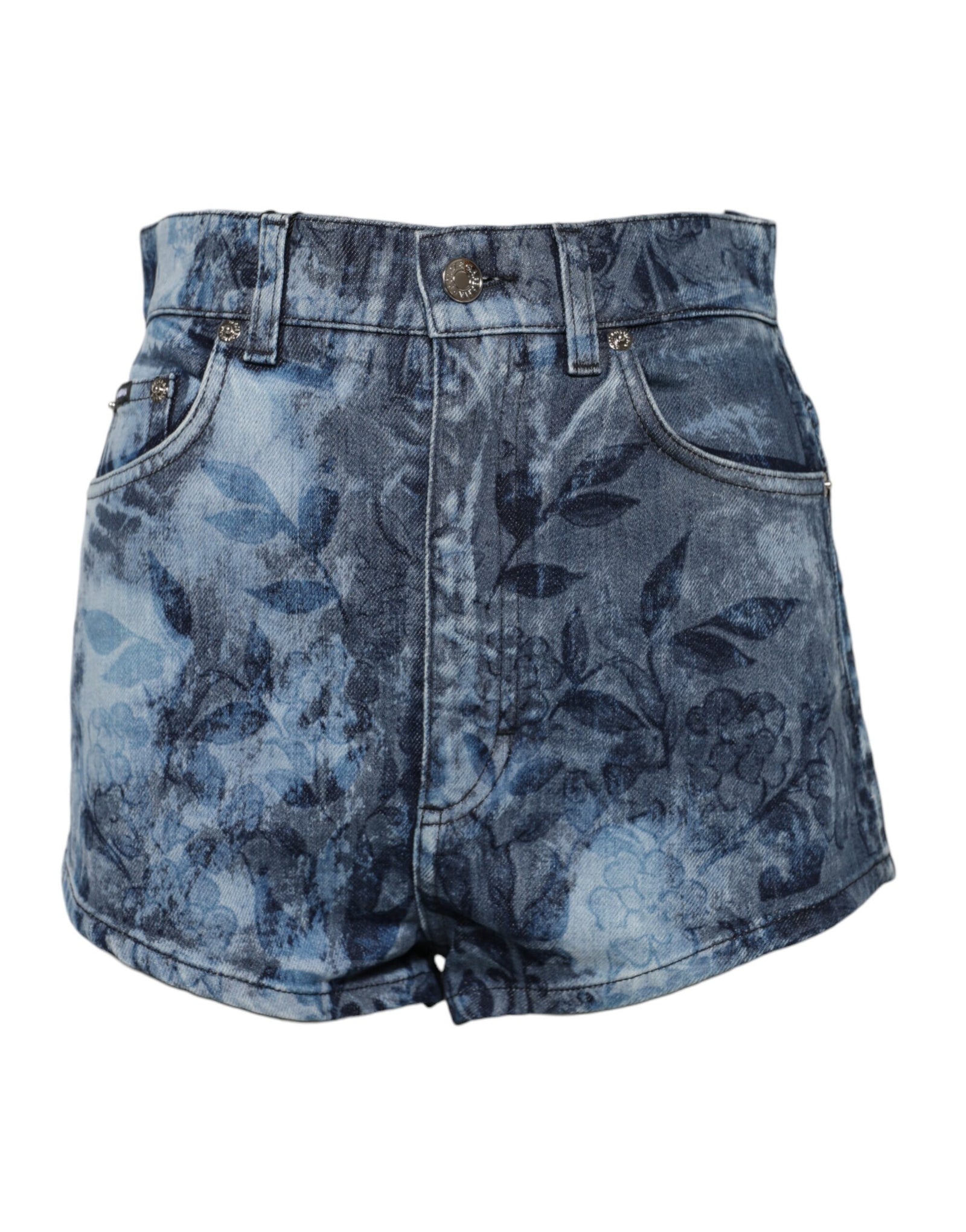 Short en denim bleu à imprimé floral Dolce & Gabbana