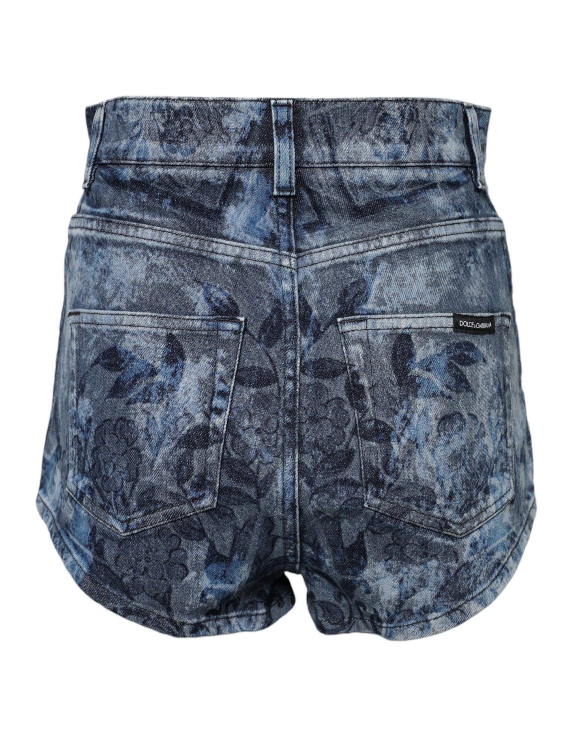 Short en denim bleu à imprimé floral Dolce & Gabbana