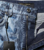 Short en denim bleu à imprimé floral Dolce & Gabbana