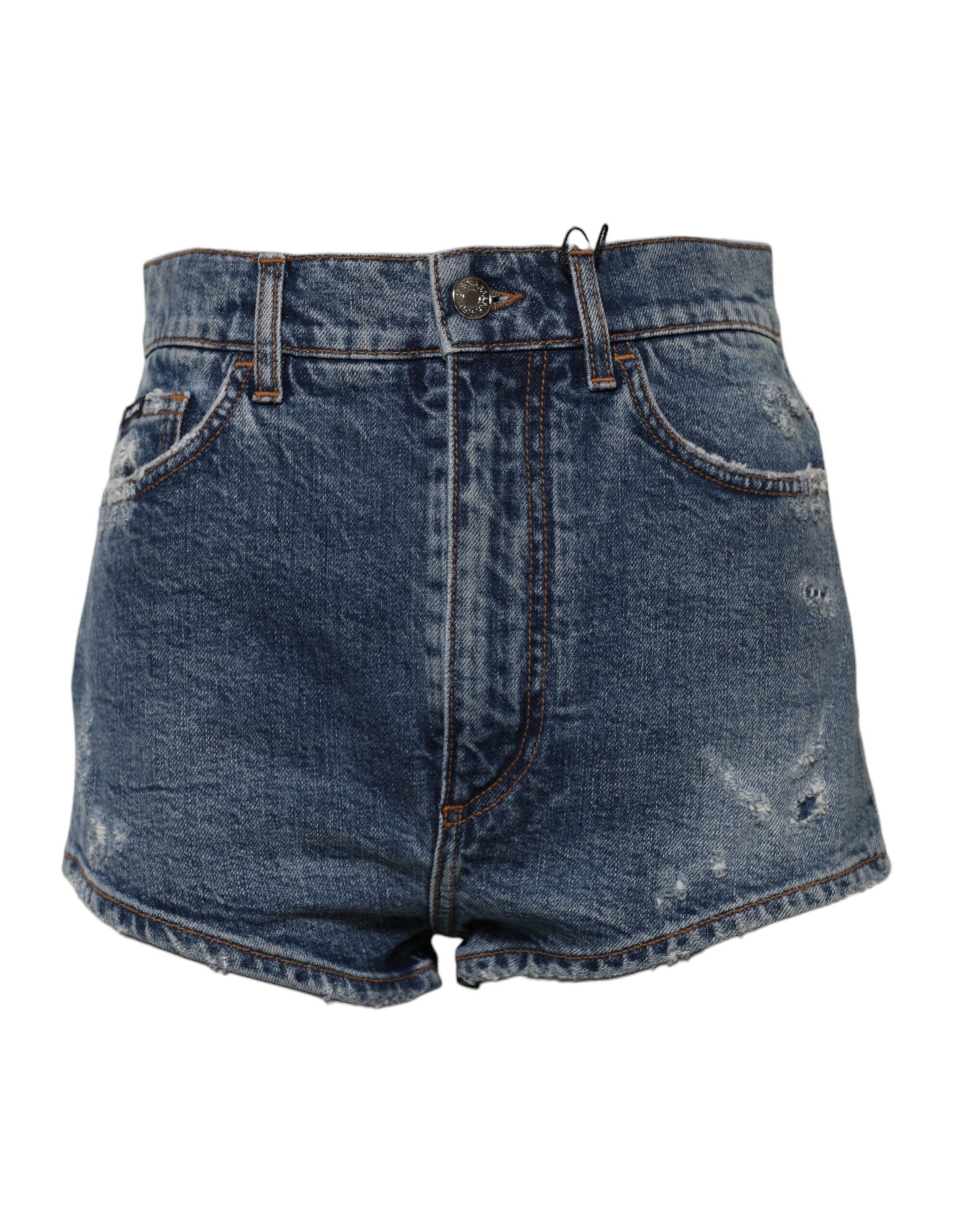 Short en denim bleu déchiré Dolce & Gabbana en coton