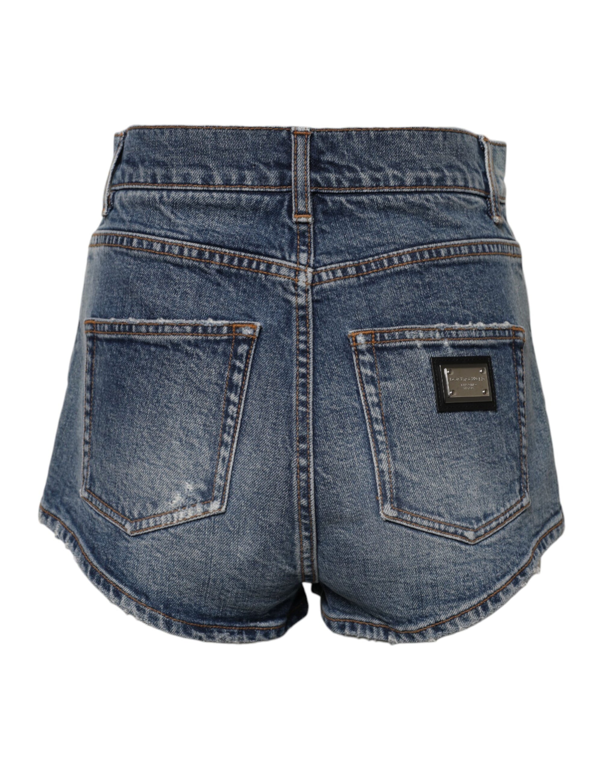 Short en denim bleu déchiré Dolce & Gabbana en coton