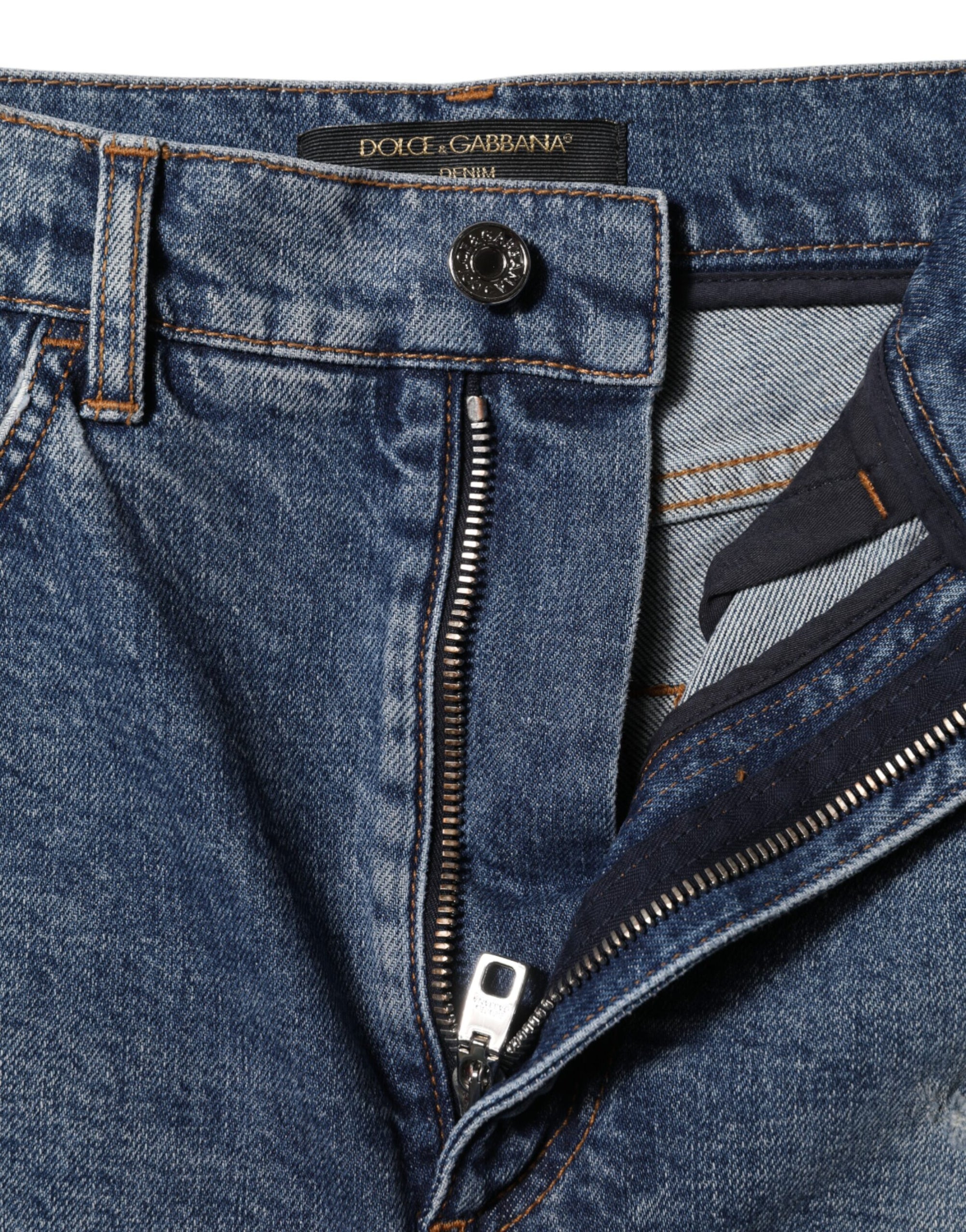 Short en denim bleu déchiré Dolce & Gabbana en coton