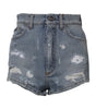 Short en denim bleu déchiré Dolce &amp; Gabbana en coton