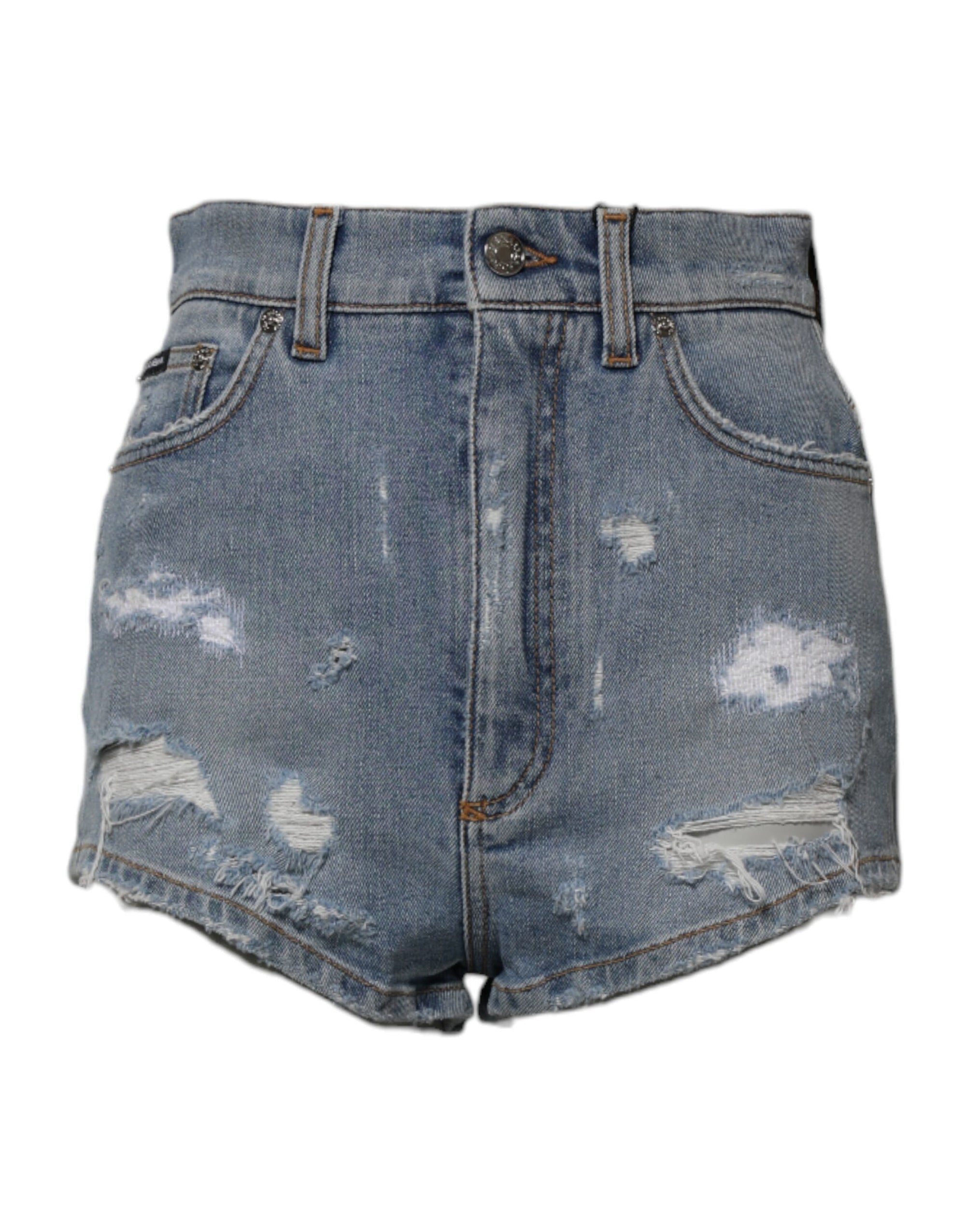 Short en denim bleu déchiré Dolce &amp; Gabbana en coton
