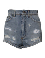 Short en denim bleu déchiré Dolce &amp; Gabbana en coton