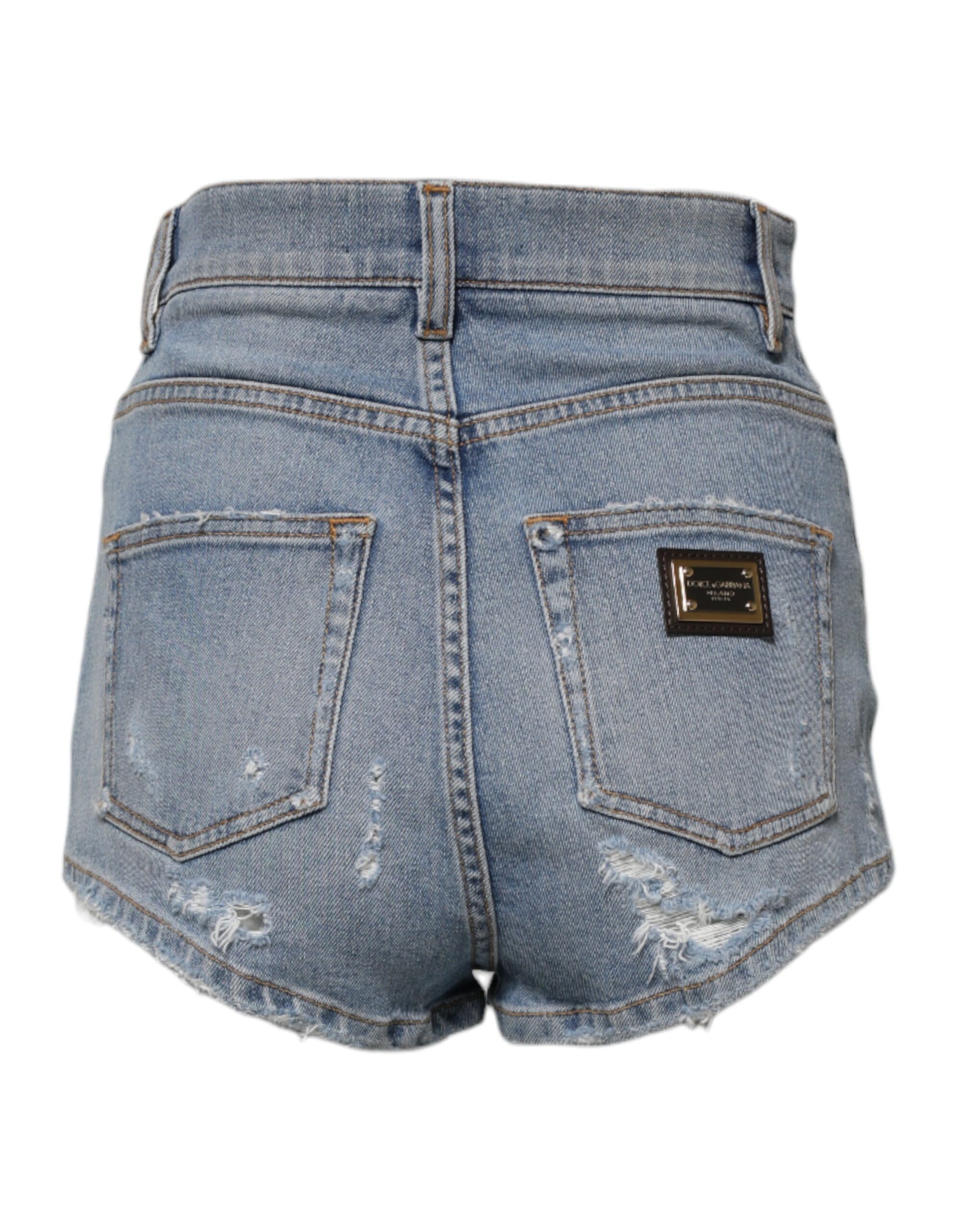 Short en denim bleu déchiré Dolce &amp; Gabbana en coton