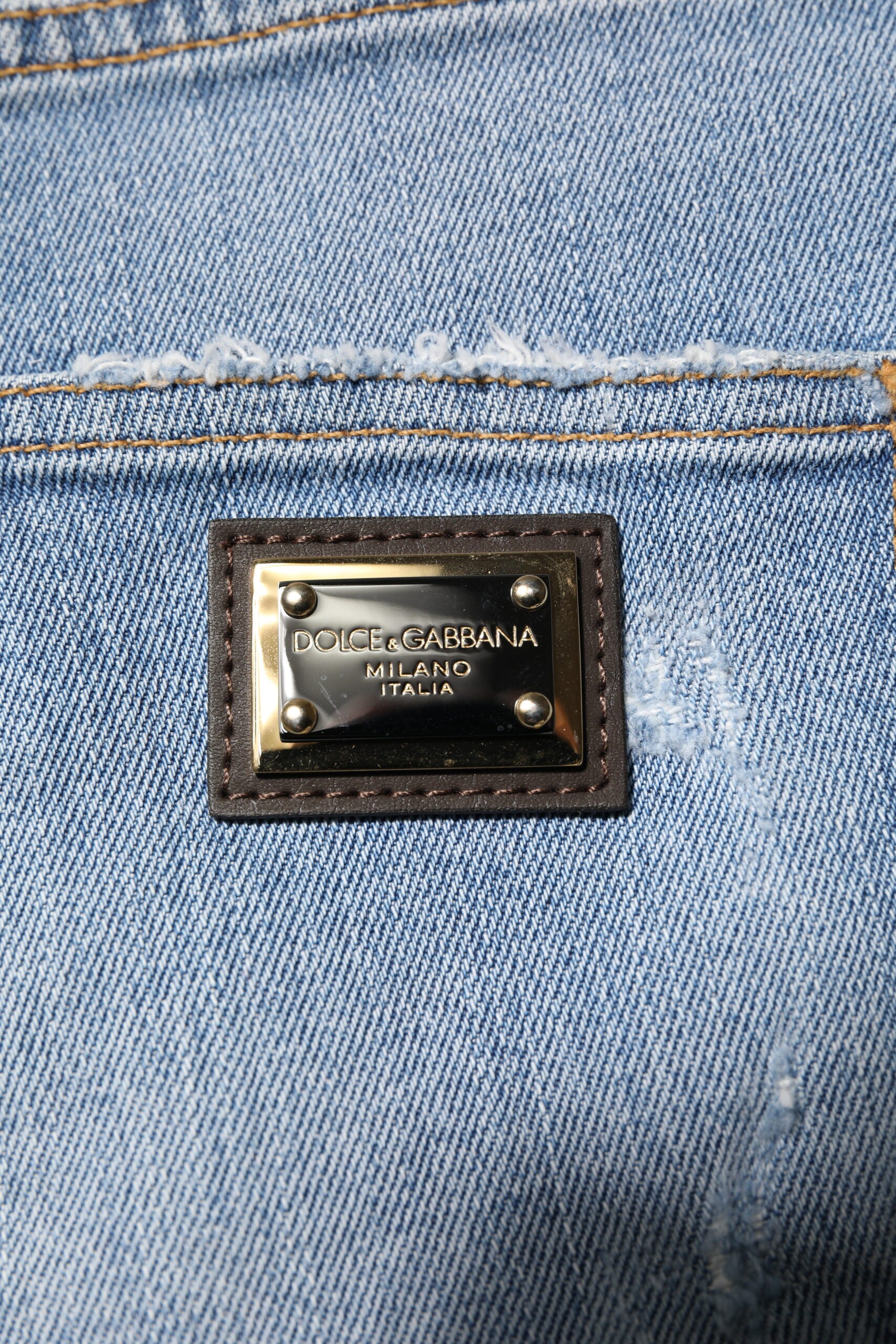 Short en denim bleu déchiré Dolce &amp; Gabbana en coton