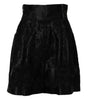 Short taille haute en soie à broderies florales noires Dolce & Gabbana