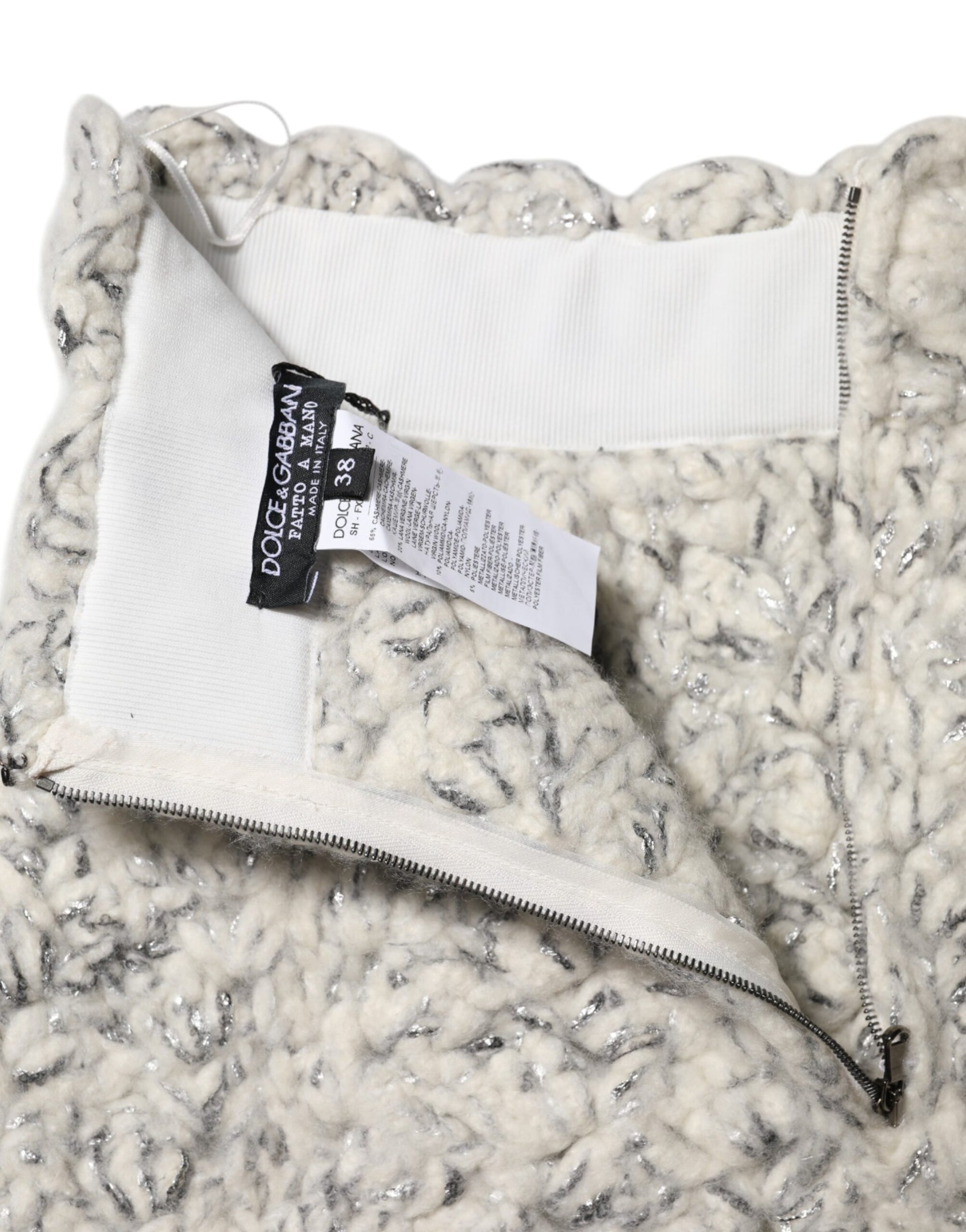 Dolce & Gabbana Short à volants en cachemire bouclé métallisé
