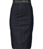 Dolce & Gabbana Blue Cotton Denim Pencil Cut Midi Skirt