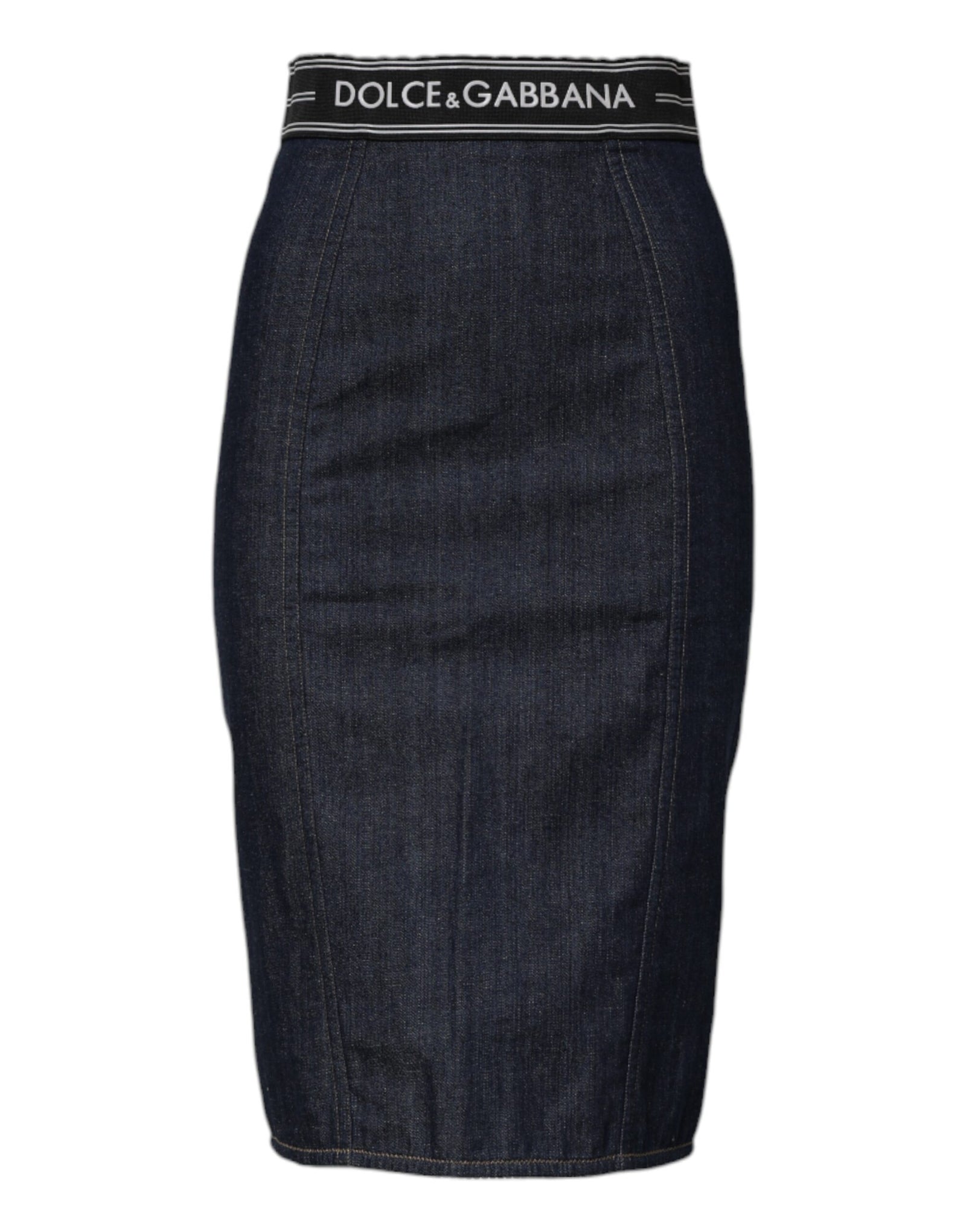 Jupe crayon mi-longue en denim de coton bleu Dolce &amp; Gabbana