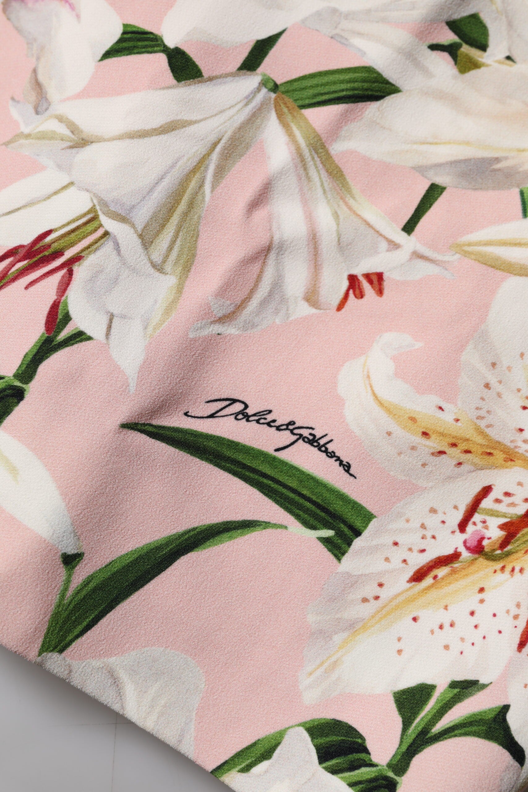 Jupe crayon mi-longue en viscose à imprimé lys rose Dolce &amp; Gabbana