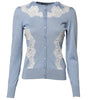 Dolce & Gabbana Blue Floral Lace Detailing Cardigan Sweater