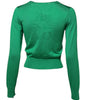 Dolce & Gabbana Green Floral Detailing Silk Pullover Sweater
