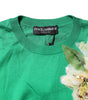 Dolce & Gabbana Green Floral Detailing Silk Pullover Sweater