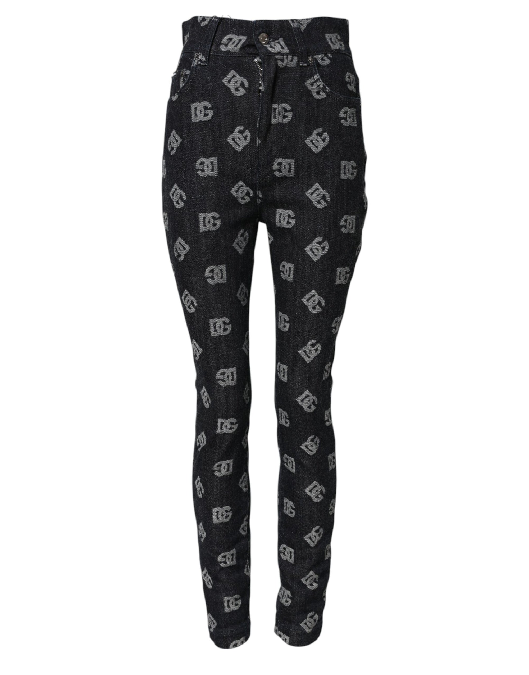 Dolce & Gabbana Black DG Logo High Waist Skinny Denim Jeans
