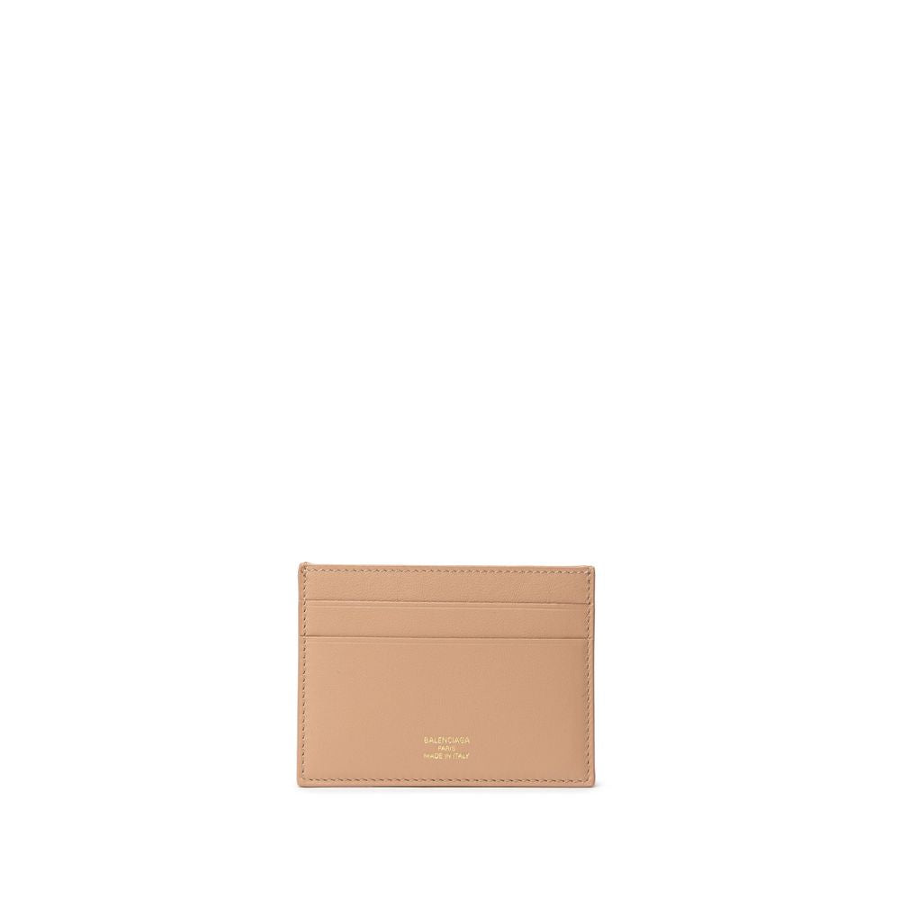 Porte-cartes en cuir beige Balenciaga