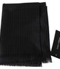 Dolce & Gabbana Gray 100% Wool Striped Pattern Wrap Scarf