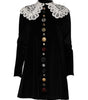 Dolce & Gabbana Black Velvet Lace Collared Embellished Dress