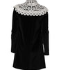 Dolce & Gabbana Black Velvet Lace Collared Embellished Dress