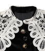 Dolce & Gabbana Black Velvet Lace Collared Embellished Dress