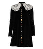 Dolce & Gabbana Black Velvet Lace Collared Embellished Dress