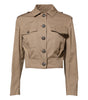 Dolce & Gabbana Beige Cotton Button Up Fitted Cropped Jacket