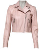 Dolce & Gabbana Light Pink Collar Leather Women Biker Jacket