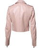 Dolce & Gabbana Light Pink Collar Leather Women Biker Jacket
