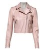Dolce & Gabbana Light Pink Collar Leather Women Biker Jacket