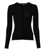 Dolce & Gabbana Black Wool Knit Crew Neck Cardigan Sweater