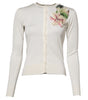 Dolce & Gabbana White Silk Lily Buttoned Cardigan Sweater