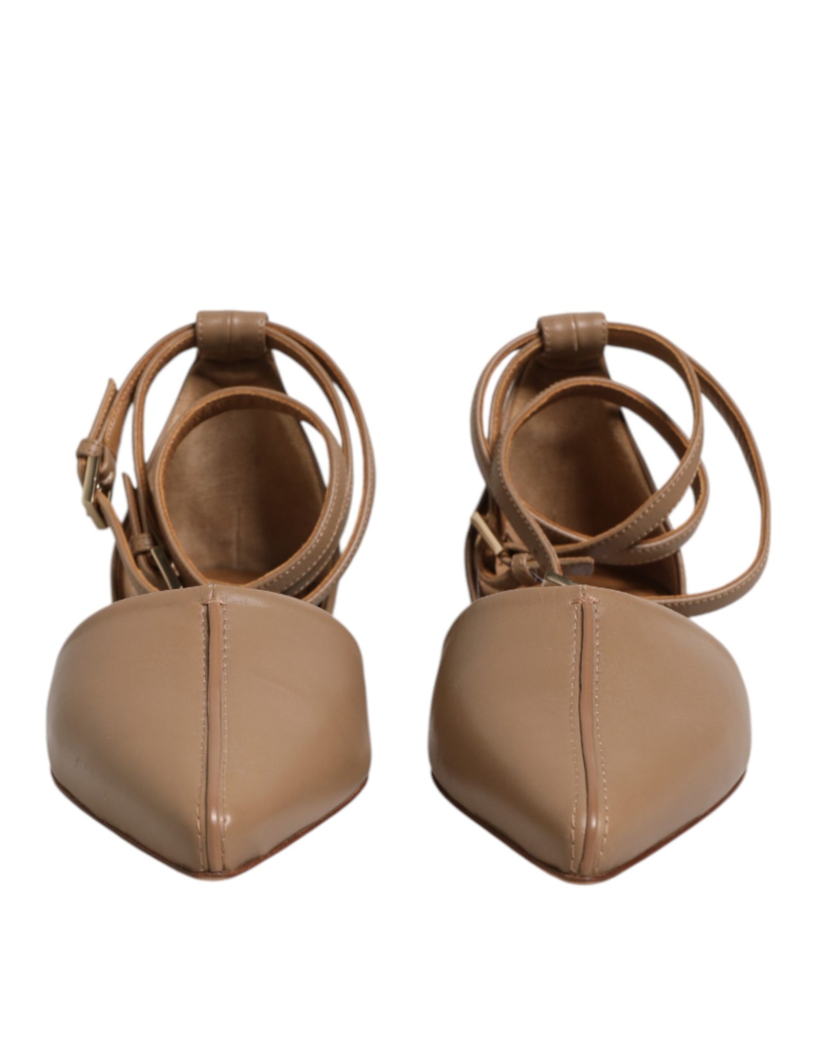 Max Mara Beige Leather Pointed Toe Sandals Ballet Flat Shoes