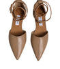Max Mara Beige Leather Pointed Toe Sandals Ballet Flat Shoes