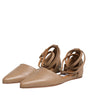 Max Mara Beige Leather Pointed Toe Sandals Ballet Flat Shoes