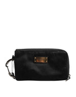 Pochette porte-clés Dolce & Gabbana en nylon noir avec logo