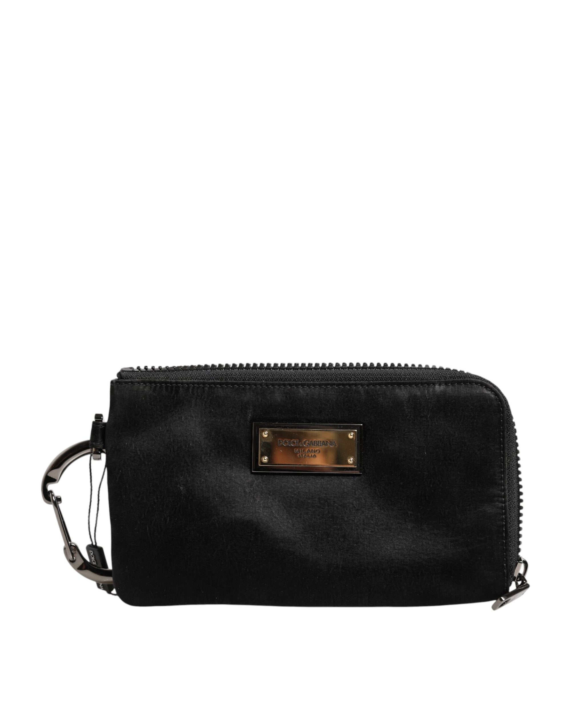 Pochette porte-clés Dolce & Gabbana en nylon noir avec logo