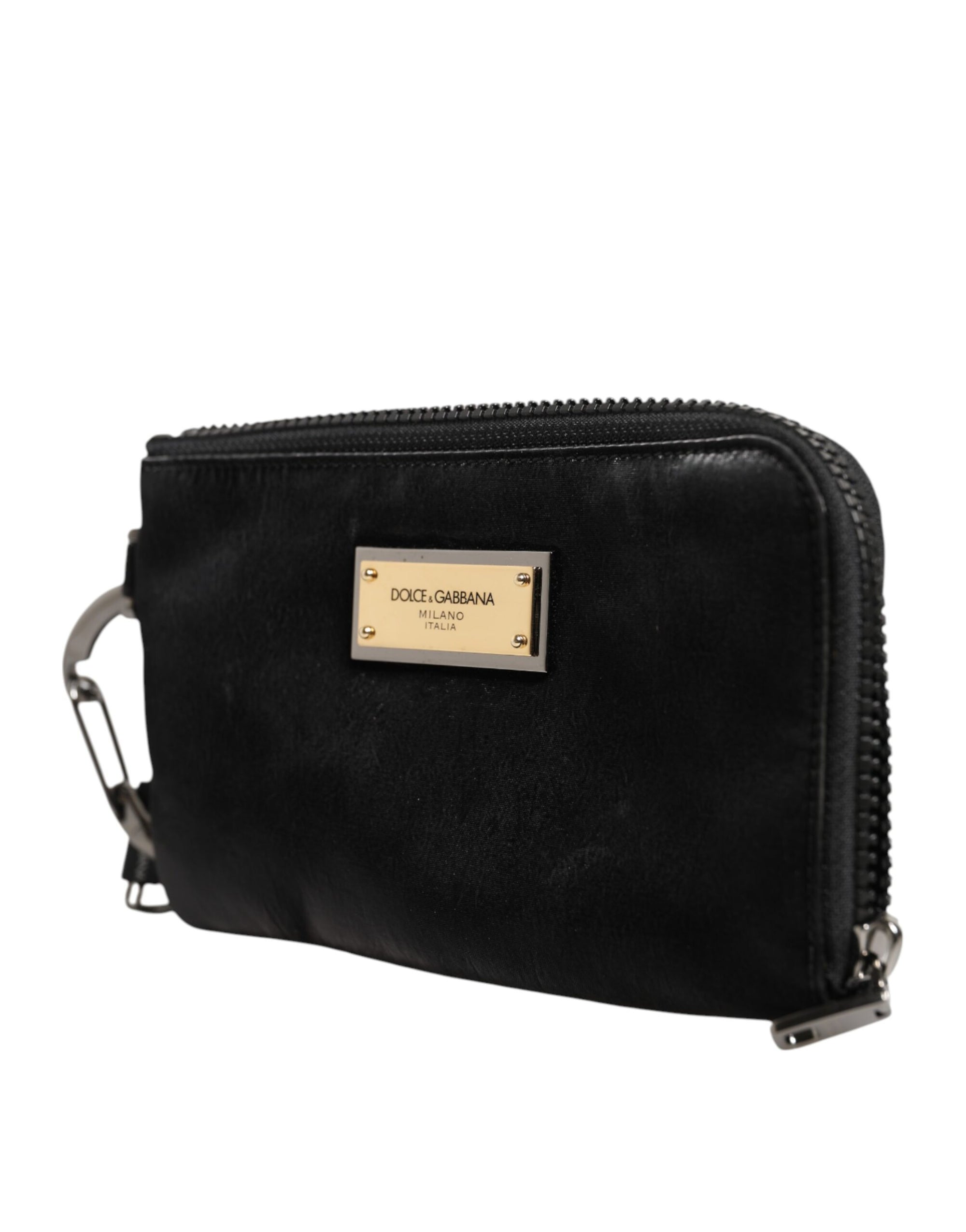 Pochette porte-clés Dolce & Gabbana en nylon noir avec logo