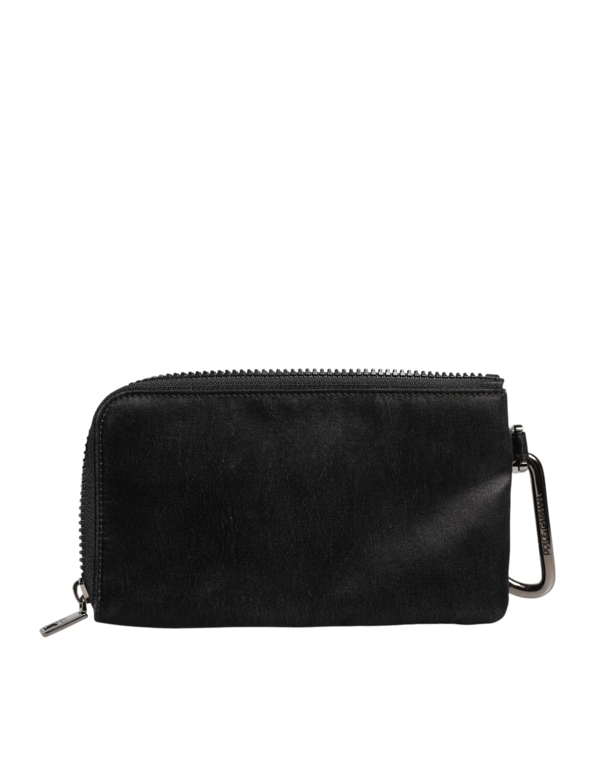 Pochette porte-clés Dolce & Gabbana en nylon noir avec logo