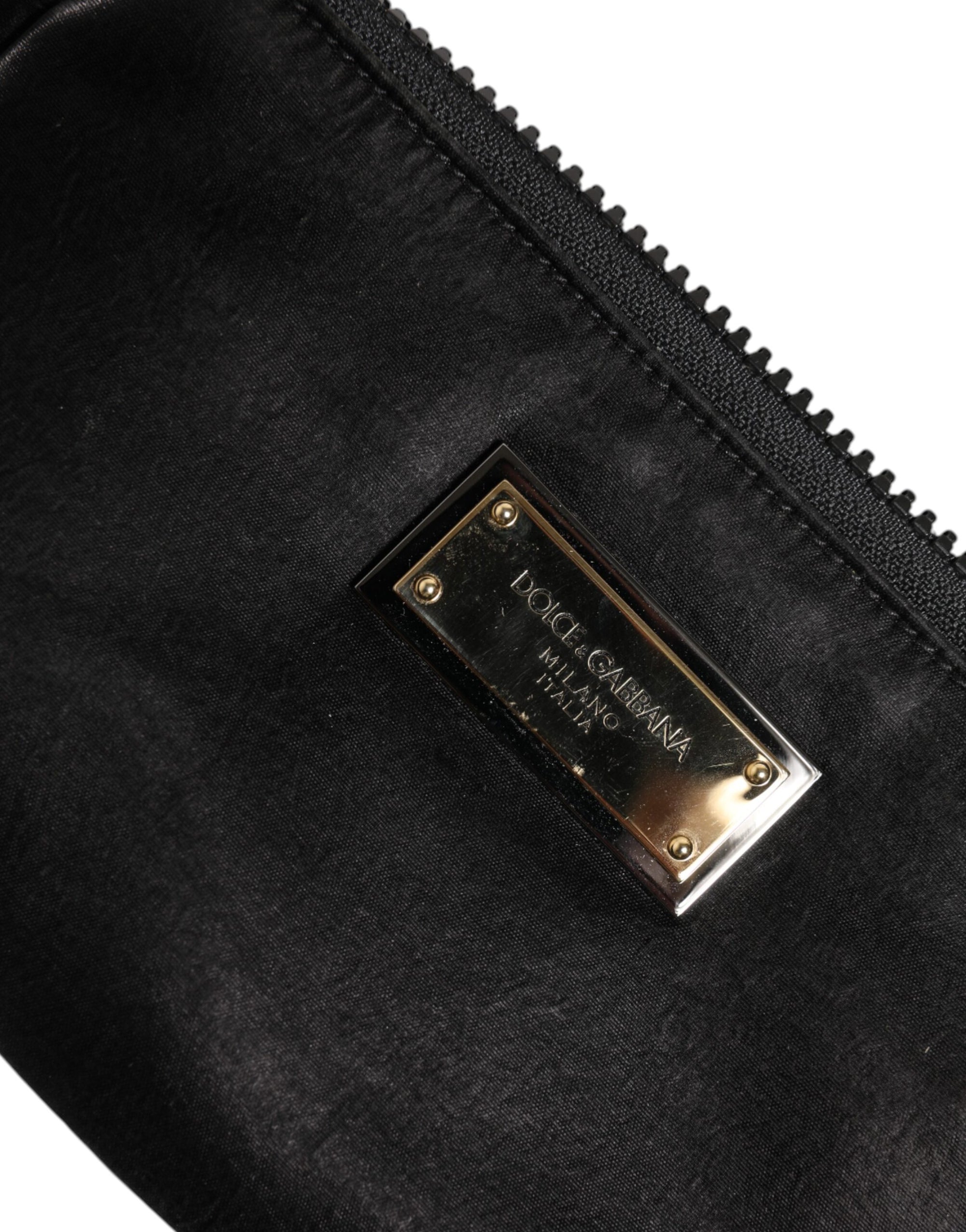 Pochette porte-clés Dolce & Gabbana en nylon noir avec logo