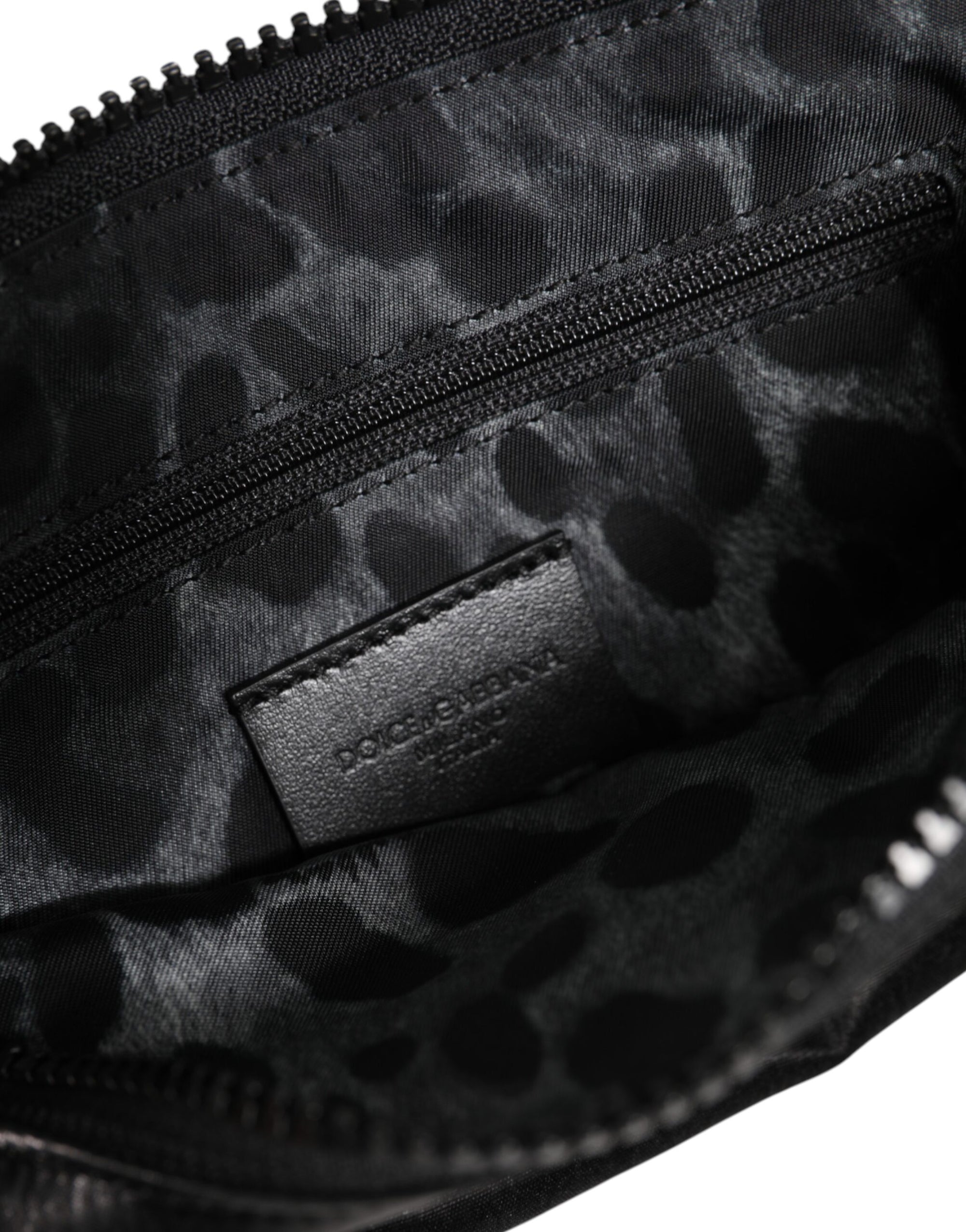 Pochette porte-clés Dolce & Gabbana en nylon noir avec logo