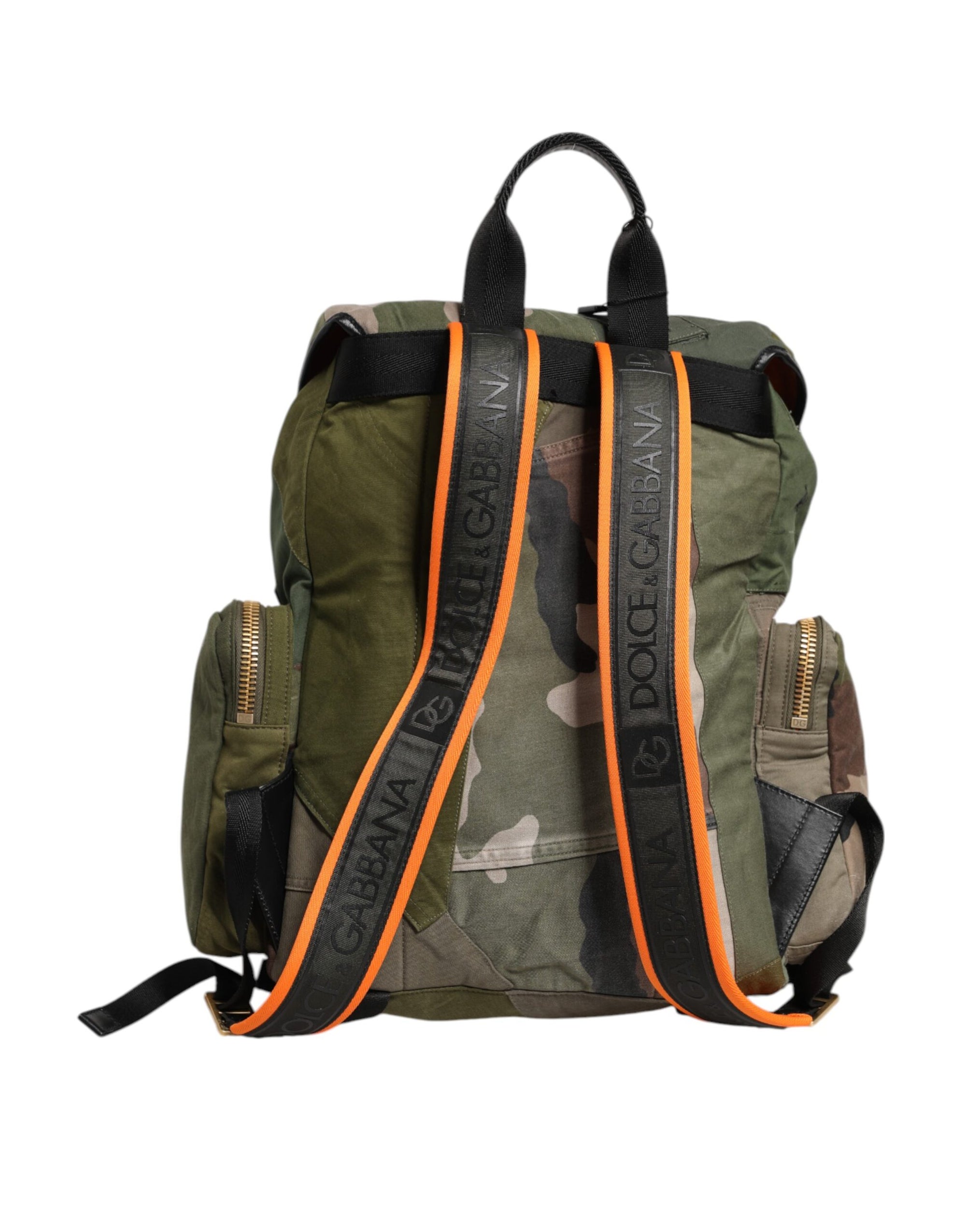 Dolce & Gabbana Military Green Patchwork Rucksack Backpack Bag