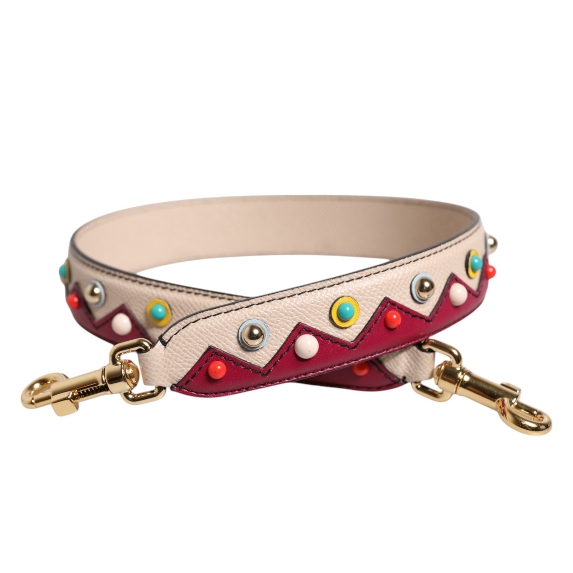 Bandoulière accessoire pour sac à main en cuir beige rouge Dolce &amp; Gabbana