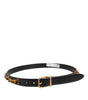 Dolce &amp; Gabbana Black Leather Studded Gold Tone Buckle Belt