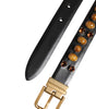 Dolce &amp; Gabbana Black Leather Studded Gold Tone Buckle Belt