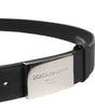 Dolce &amp; Gabbana Black Leather Silver Metal Logo Buckle Belt