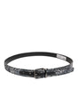 Dolce & Gabbana Black Sequins Silver Metal Logo Buckle Belt