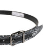 Dolce & Gabbana Black Sequins Silver Metal Logo Buckle Belt