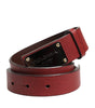 Dolce & Gabbana Maroon Classic Leather Metal Logo Buckle Belt